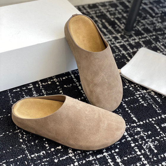 Nai Pai 2024 Autumn New Birkenth Shoes Thick Sole Row Style Slip-on Flat Lazy Birkenberg Baotou Half Slippers for Women