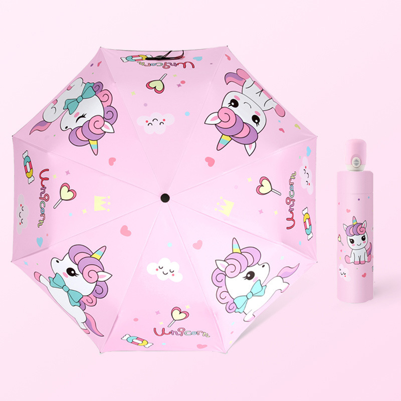 Children's Umbrella Anti-rebound Collapse Student Men's and Women's Sunshade Sunscreen Portable Cute Cartoon Folding Umbrella