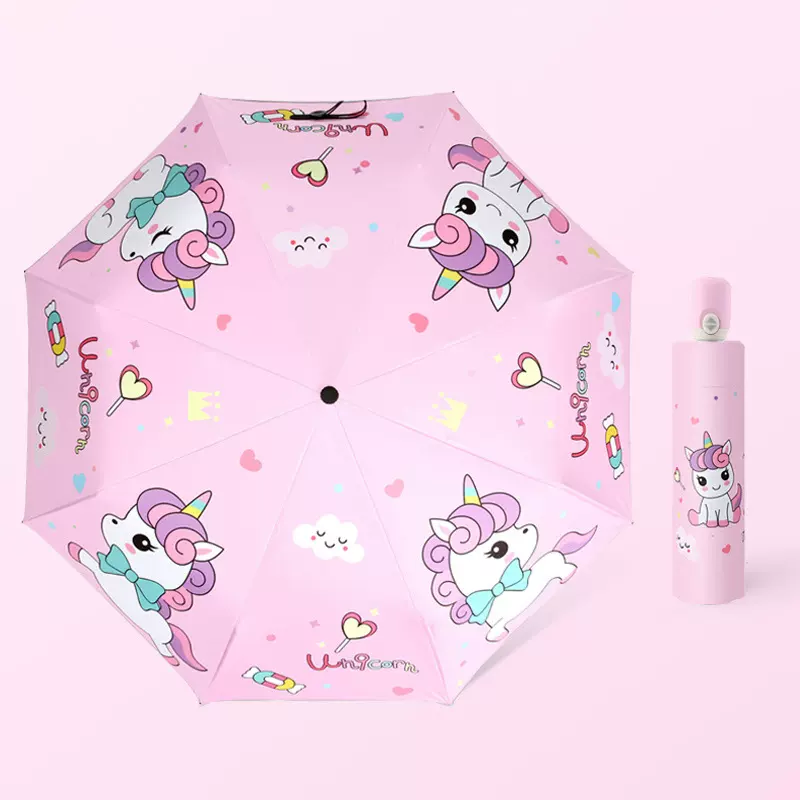 儿童雨伞防回弹节节收学生男女晴雨伞遮阳防晒便携可爱卡通折叠伞