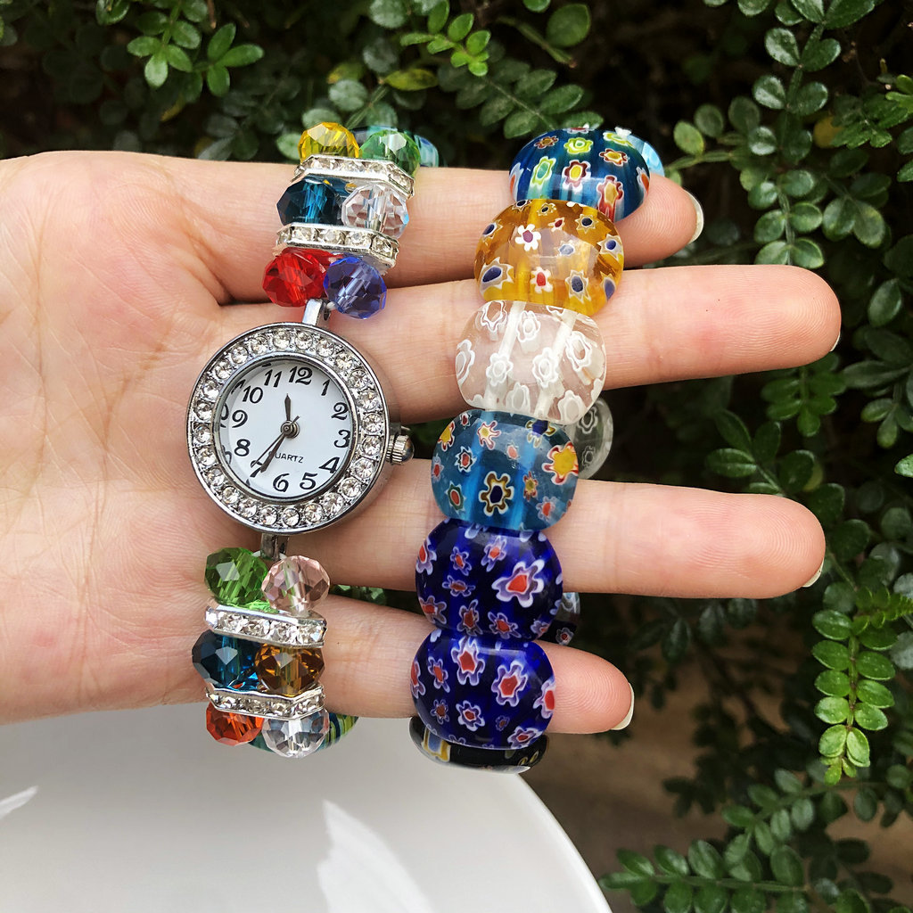30g Weight Slip-on Clasp Closure Type Watch, Bracelets Classification glass Chain Material Beaded Chain Chain Type 1 Piece, 1 Set Quantity Holiday, Daily Occasion glass Material Geometric, Flower Pattern All Seasons Season Women's Gender Vintage Style, Simple Style Style Vintage Style Simple Style Geometric Flower Glass Beaded Chain Slip-on Beaded Bracelets Wholesale 7