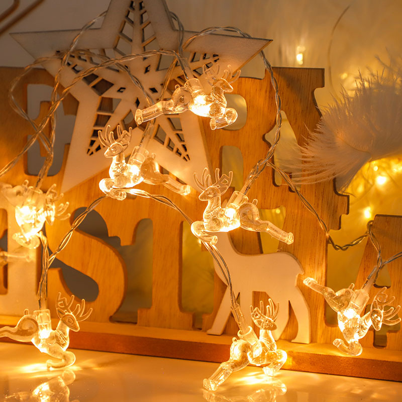 Decoración navideña, luces de colores, luces intermitentes, luces de cadena, alces huecos, luces colgantes, decoración de la habitación de la niña, atmósfera del maletero