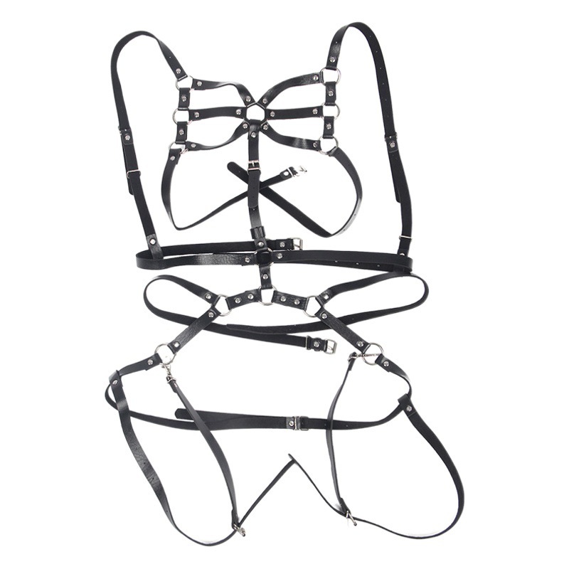 Europa y América tendencia de la moda personalidad Correa cuero cuerpo cadena hueco sexy Sling ajustable anillo pierna integrado