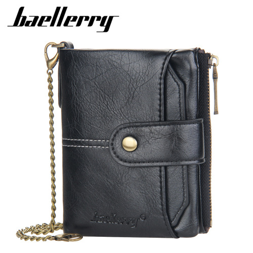 BAELLERRY wallet men's short European and American multi-card slot buckle driver's license card bag vertical chain coin purse
