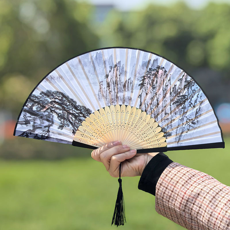 Ventilador plegable chino antiguo ventilador de seda de mujer ventilador plegable de estilo chino ventilador de mujer Hanbok bambú clásico pequeño ventilador danza