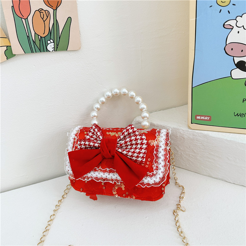 Nuevo rojo niñas nuevo año bolsa lindo arco princesa bebé bolso niña moneda monedero bolso de hombro