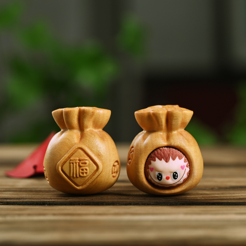 ゴールデンサンダルウッドカボチャラブブ文遊びブレスレットブレスレットファッションジュエリーアクセサリーホームオフィスデスクかわいい小さな装飾品|undefined