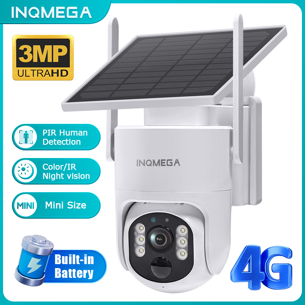 跨境专供4G太阳能摄像头300万高清全彩夜视户外低功耗电池摄像机