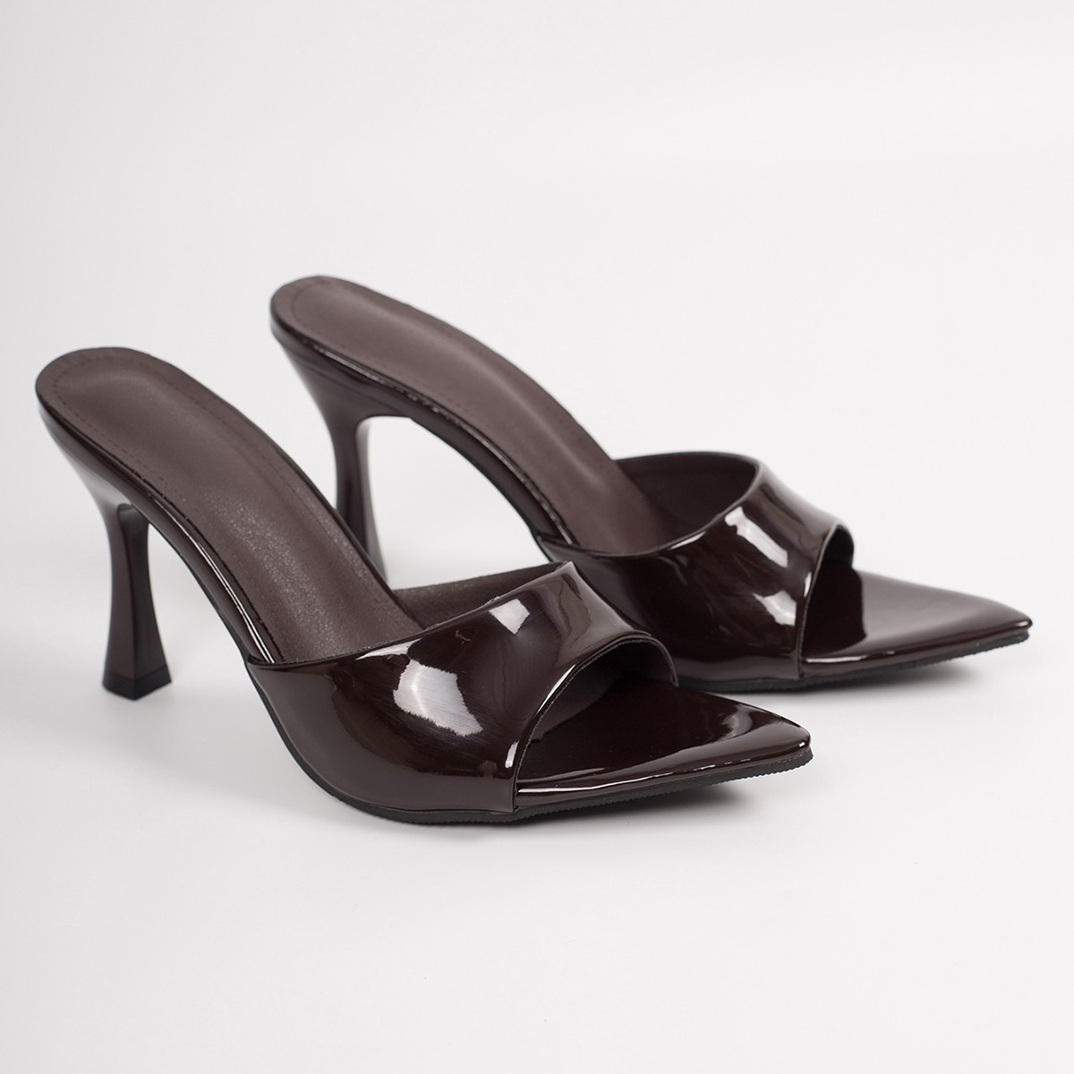 Zapatillas de Tacón Alto con Punta de PU y Charol, Tacón Fino, Antideslizante, para Verano
