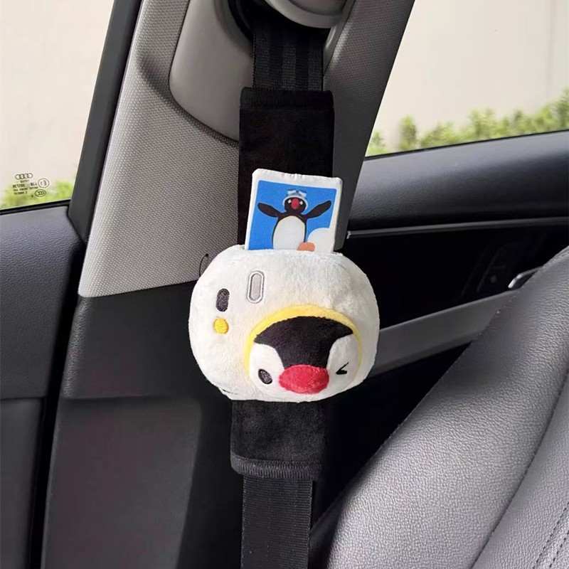 Pingu Doll Car Seatbelt Shoulder Pad Cute Penguin Family Pingu Car Shoulder Protector Anti-Strangling