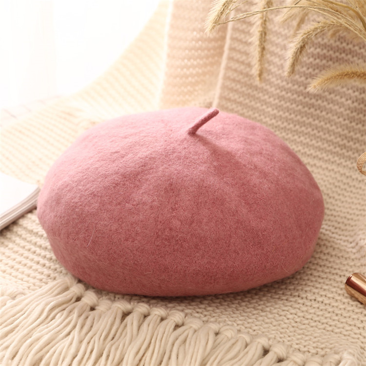 Cuero Rosa-lana (boina) + ajustable / 2-8 años de edad (circunferencia de la cabeza 48-52cm)