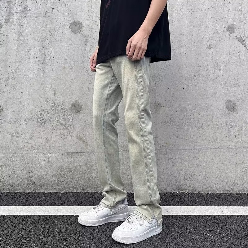 Vaqueros americanos para hombre 2024 primavera y otoño lavado y viejos pantalones de nicho High Street pantalones rectos sueltos tendencia