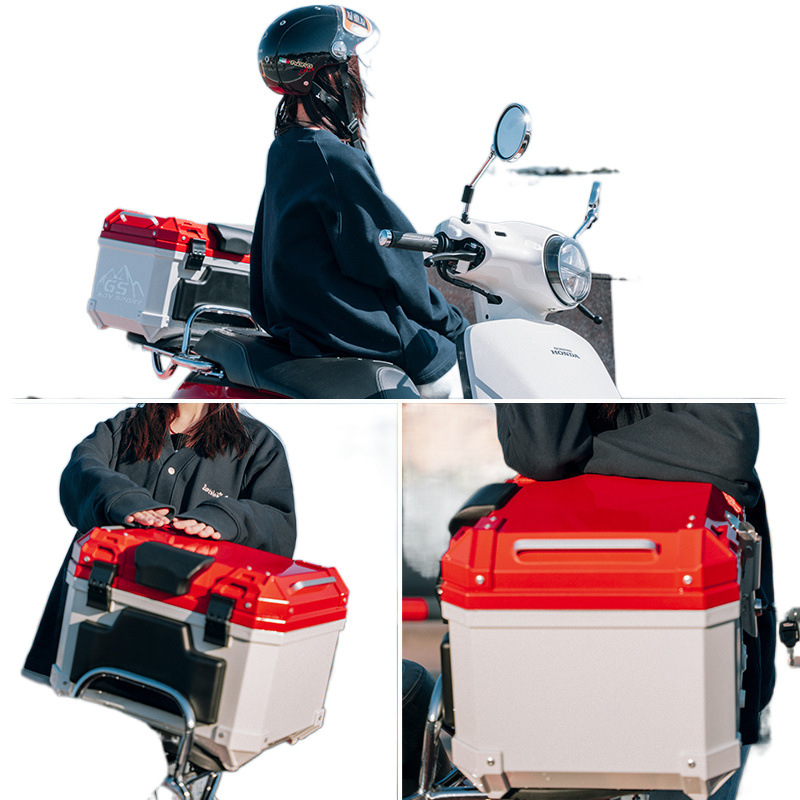 Maleta de motocicleta, scooter, coche eléctrico de tamaño grande, caja trasera, caja de herramientas para llevar, desmontaje rápido