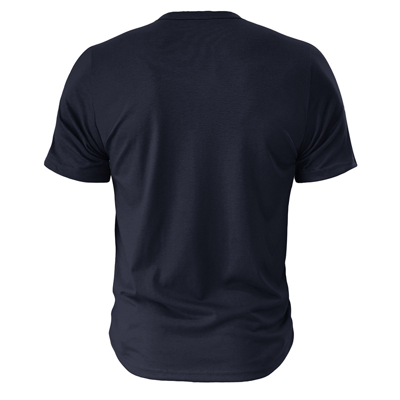 Heißer Sommer Atmungsaktive Herren Henry Kurzarm T-shirt Europäische und Amerikanische männer Taste Einfarbig T-shirt Top_voghion.com