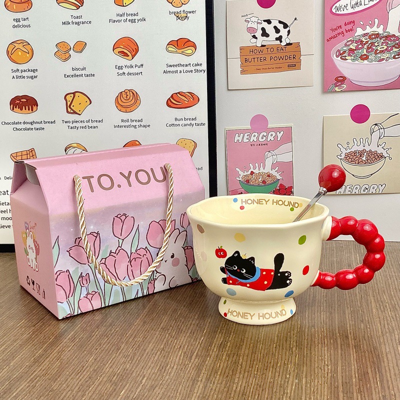 Cute perro de cerámica taza de agua de pareja de chicas taza de oficina taza de café regalo de cumpleaños taza de cerámica