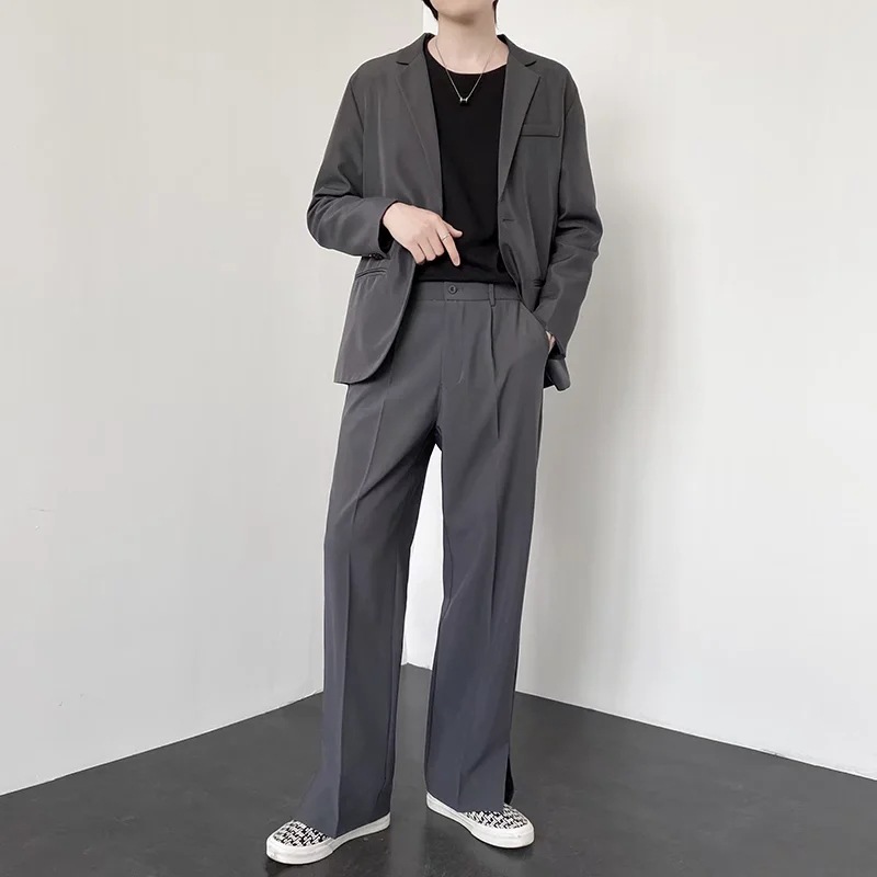 2022 Spring and Autumn Casual Small Western Pants Men's Loose Straight Spring New Men's Ankle-length Pants Long Pants Suit Pants