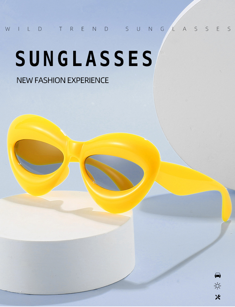 50g Weight Full Frame Glasses Structure Hip-Hop Solid Color Ac UV400 Protection Special-Shaped Mirror Full Frame Women's Sunglasses