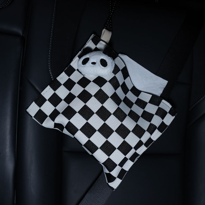 Car tissue box/set: Biqi Bixing Interior Tissue Holder - black-white-spots-bear-head