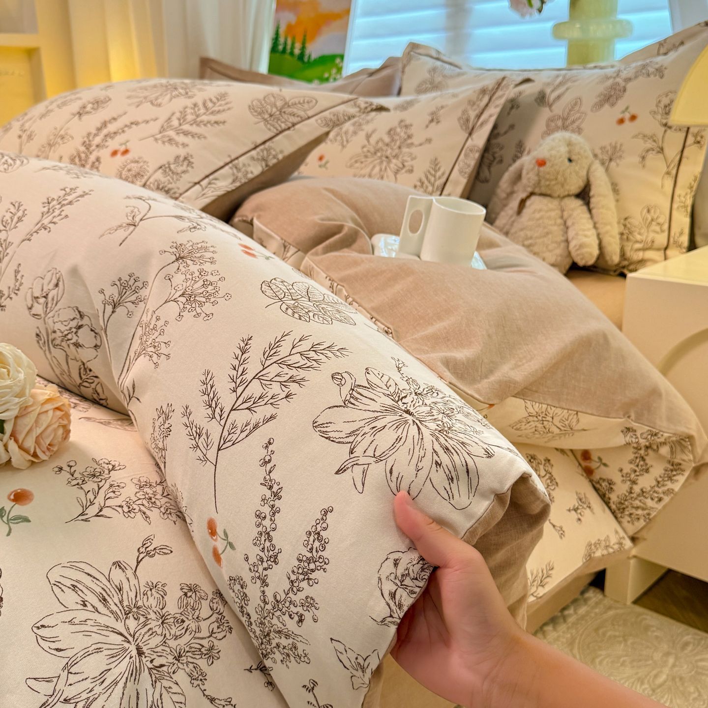 Otoño y invierno algodón grueso abrasión ropa de cama de tres piezas cubierta de cama de algodón completo invierno ropa de cama cálida