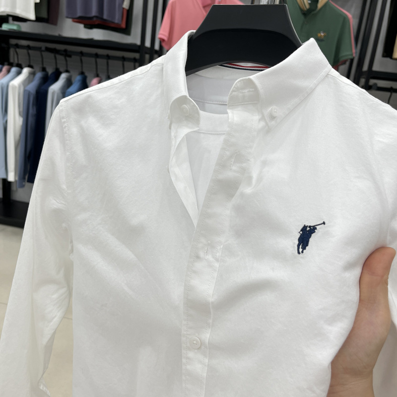 2025 Spring New Men's Long Sleeve Cotton Shirt Business Casual Lapel Solid Color Top Men's Long Sleeve Shirt Men
