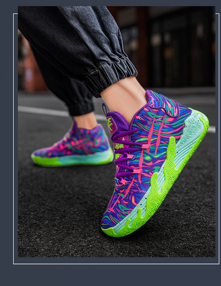 Three-ball Three-generation Bauer Basketball Shoes for Men and Women Anti-slip and Wear-resistant High-top Concrete Combat Cushioning Sports Shoes_voghion.com