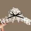 7376 Pleated Polka Dot Bow Tie Clip-Beige