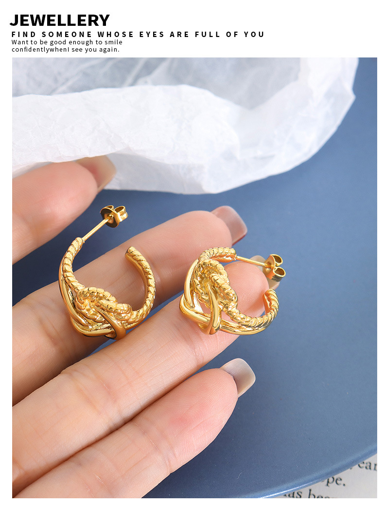 French Style Knot Titanium Steel Earrings Plating Stainless Steel Earrings