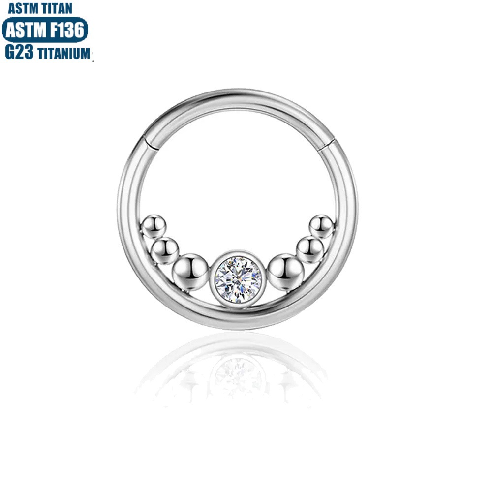 Silver pointed spike labret stud material detail