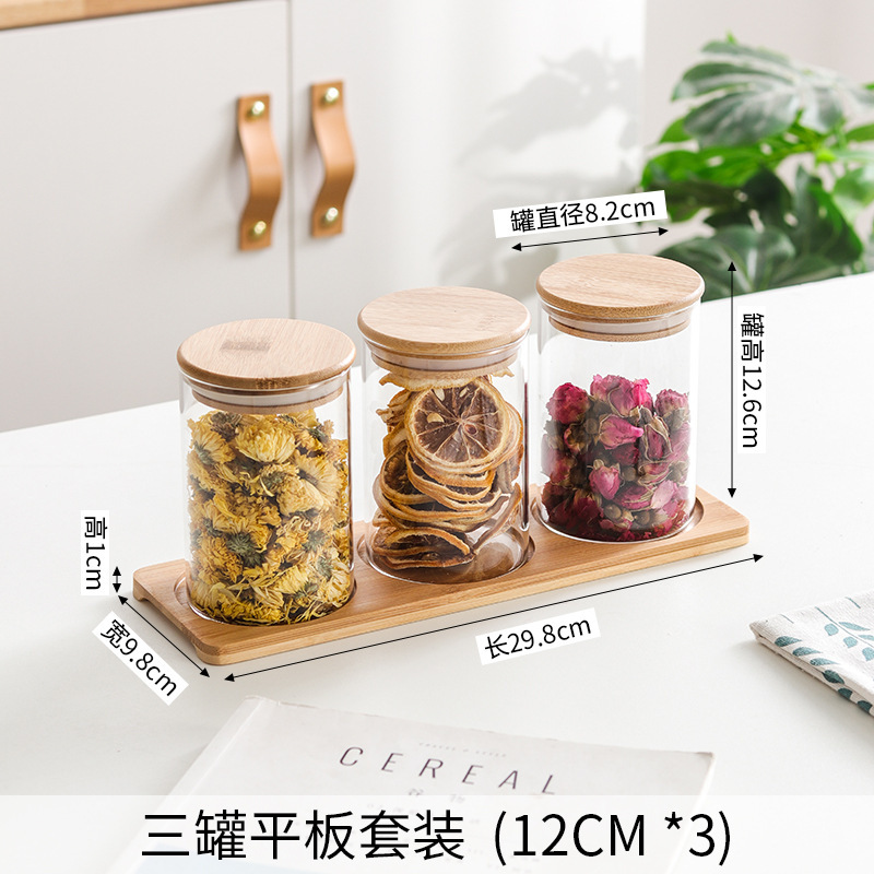 Botella de vidrio, botella de sellado, latas de té, latas de exhibición, granos de grado alimenticio, almacenamiento de granos, botella transparente, almacenamiento de cocina