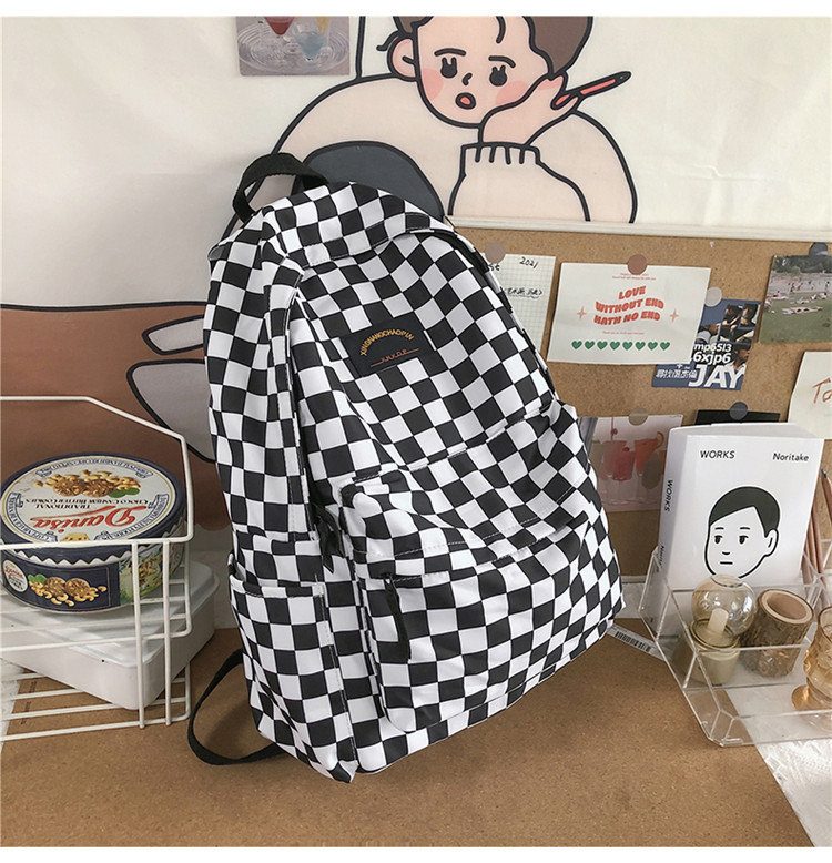Tide brand plaid school bag student backpack high school college student campus hit color backpackpicture14