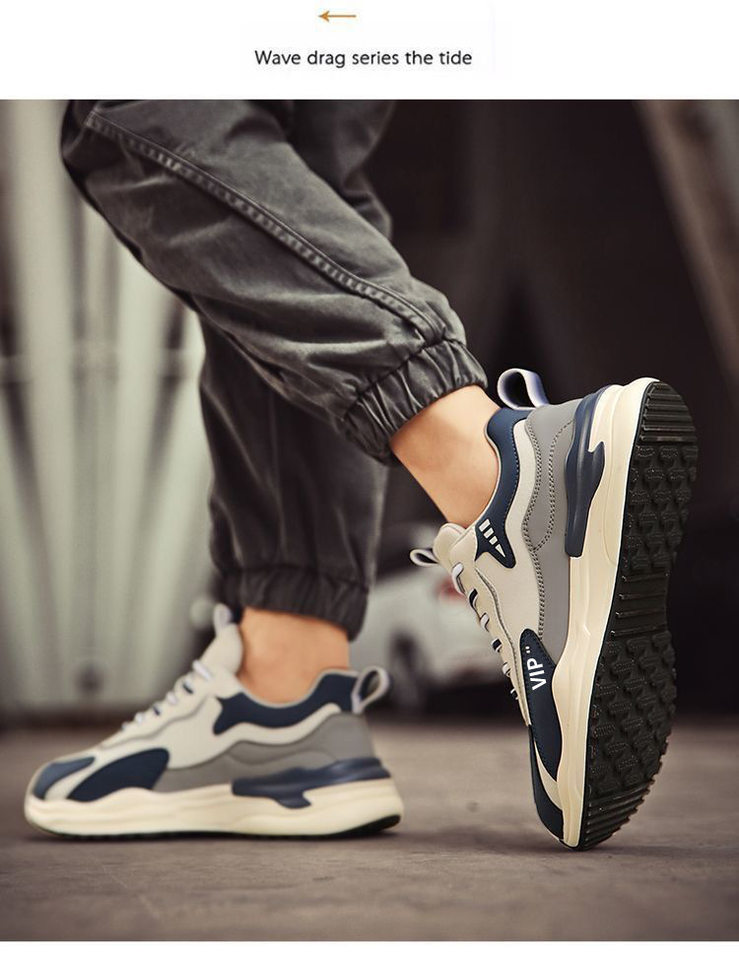 Giày thể thao nam da nhân tạo cổ thấp đế EVA chống trượt, kiểu sneaker thường ngày — A505 màu xanh, A505 đen chi tiết 9