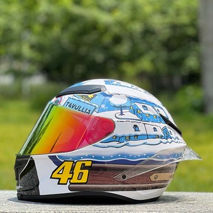 Motorcycle Personalized Snow House Village Helmet for Men and Women in All Seasons Motorcycle Racing with Extended Rear Wing 3C Certified Helmet