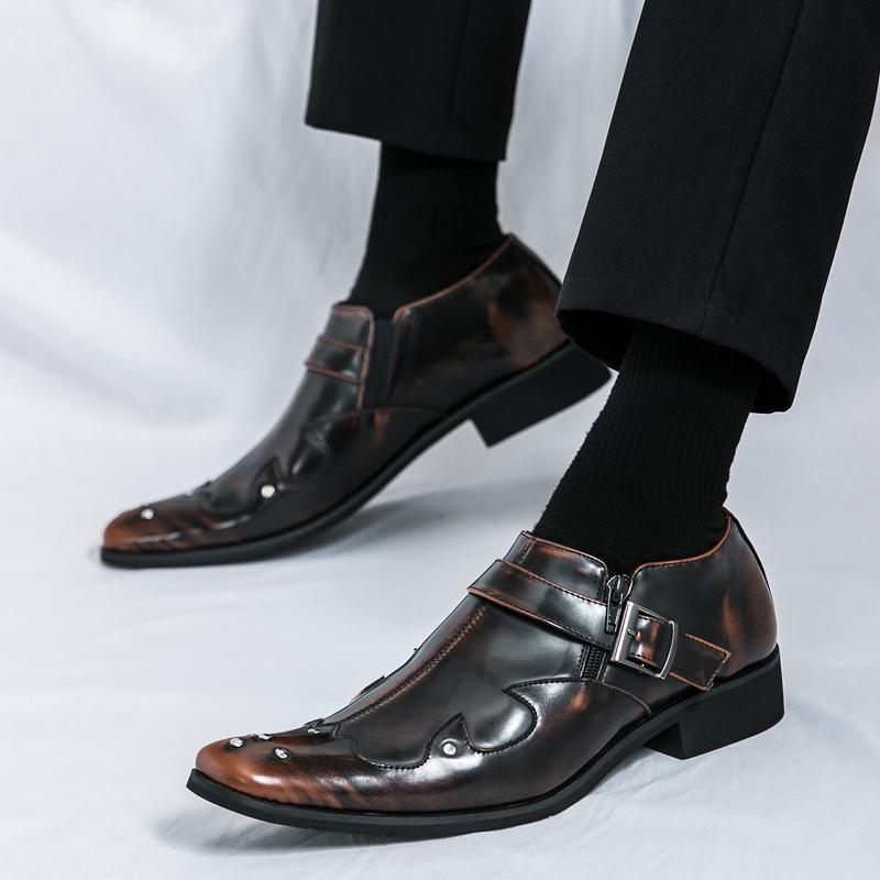 2025 primavera transfronteriza tamaño 46 Chelsea zapatos de cuero hombre nuevo esmalte brillante cara novio zapatos de boda hombre