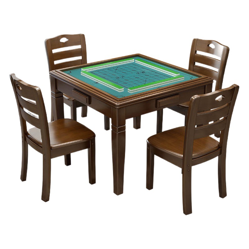 Mesa de Mahjong de madera maciza mesa de comedor de Ajedrez de doble uso moderno simple plegable hogar simple mesa de ajedrez manual y combinación de silla