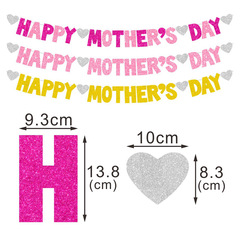 New Product Mother's Day Happy Alphabet Banner Flash Glitter Mother's Day Banner Decoration Ribbon Decoration Pendant