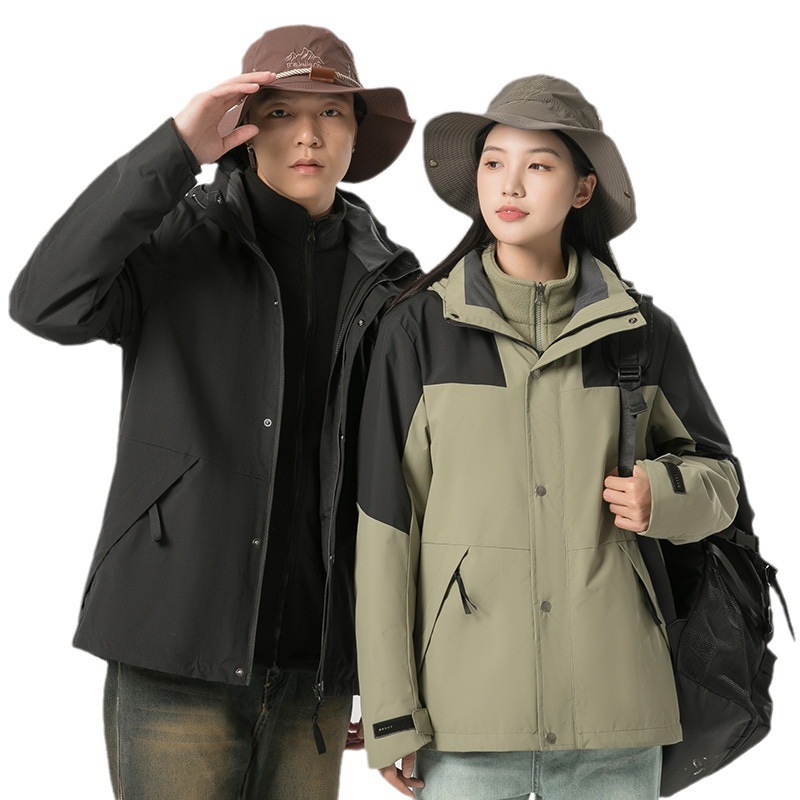 Chaqueta de otoño e invierno de dos piezas tres en uno desmontable para hombres y mujeres mismo forro polar chaqueta cálida al aire libre al por mayor