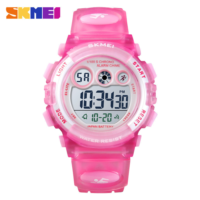 Skmei explosión multifuncional impermeable niño reloj colorido led luz nocturna transparente reloj electrónico de estudiantes al por mayor