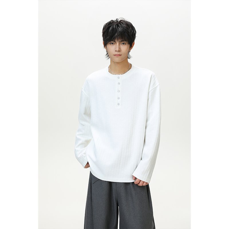 Teen Men's Relaxed Style Solid Color Long-Sleeved Top, 2026 Spring/Autumn New Casual Versatile Base Layer