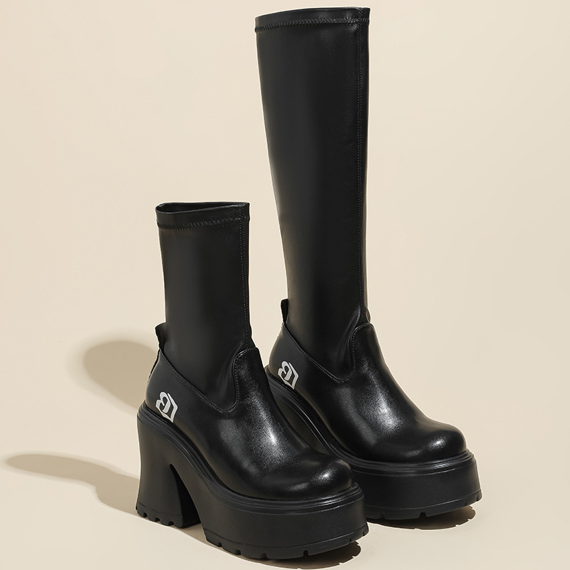 Over-The-Knee Boots for Women, Elastic Slim Boots, New Autumn 2026 Model, Height-Increasing Thick-Soled High-Heeled Boots for Petite Individuals