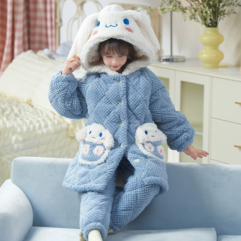 Пижама для девочек Три слоя хлопка плюс бархат утолщение зимой