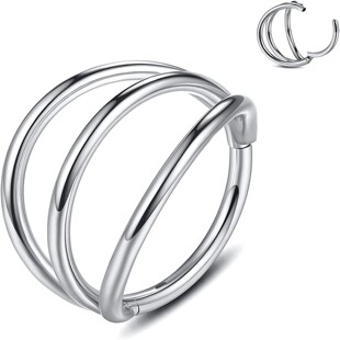 Hot Sale 316L Stainless Steel Seamless Ring Earrings Premium Sense Split Three Layer Simple Ear Ring Nose Ring Factory Price