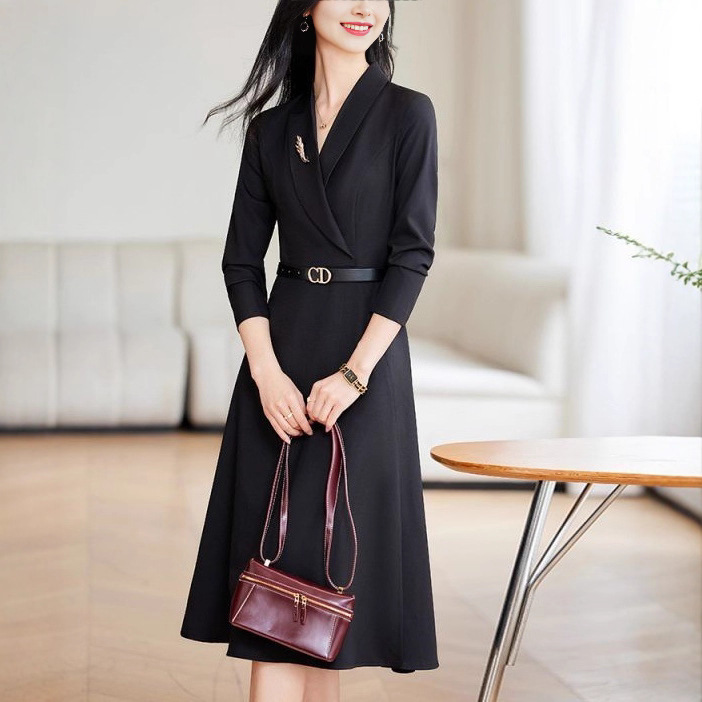 主持人西装连衣裙演讲服装女杏色商务正装礼服时尚收腰正装西装裙|undefined