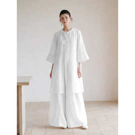 3件套 初蝉衣事新中式国风 春秋宽松薄款禅意茶服气质盘扣套装