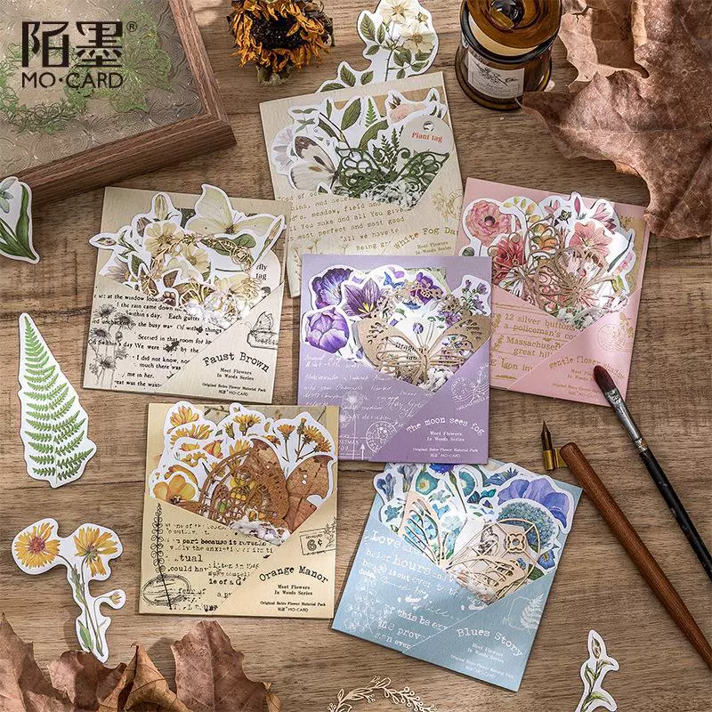 Момо лес глубокий цветок серии пакет материалов винтажный цветок растение журнал украшения материал живопись 20 штук выбор 6 типов