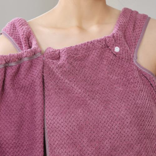 New coral velvet wearable bath towel, thickened, soft and water-absorbent, adult lengthened suspender bath skirt, bathrobe, wholesale tube top