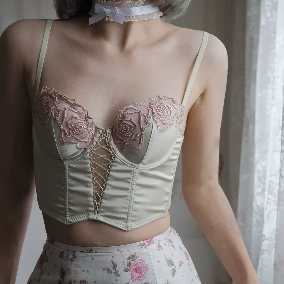 Винтажный женский корсет-жилет с розовой рыбьей костью, европейский и американский комплект для коррекции талии, французский длинный тонкий бюстгальтер.