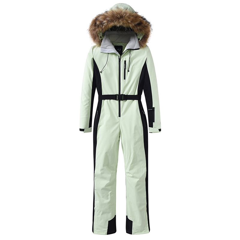 Combinaison de ski femme coupe slim – Combinaison de snowboard une pièce imperméable et coupe-vent | Vêtements de ski d'hiver à isolation thermique et poignets réglables_voghion.com