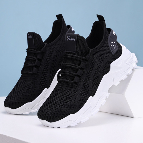 Women's New Plus Size Sports Shoes Cross-border Height Increasing Shoes Loose Mouth Laced Women's Lightweight Sneakers Single Shoes 43