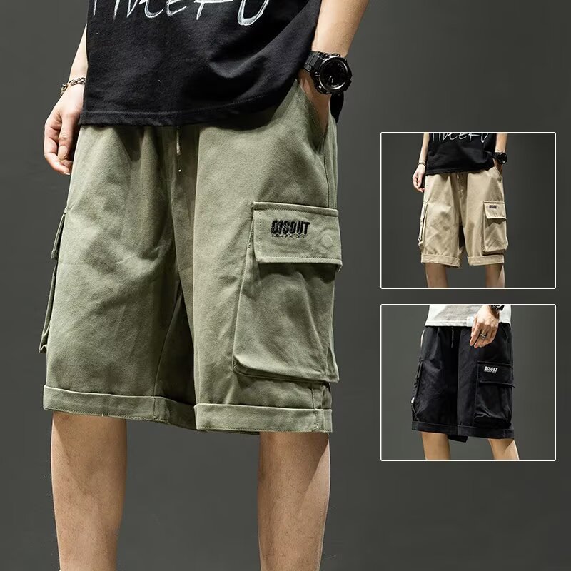 Plus Size Cargo Pants Men Summer Thin Shorts Loose Trendy Brand Ins Pants Men Casual Knee-Length Shorts Men