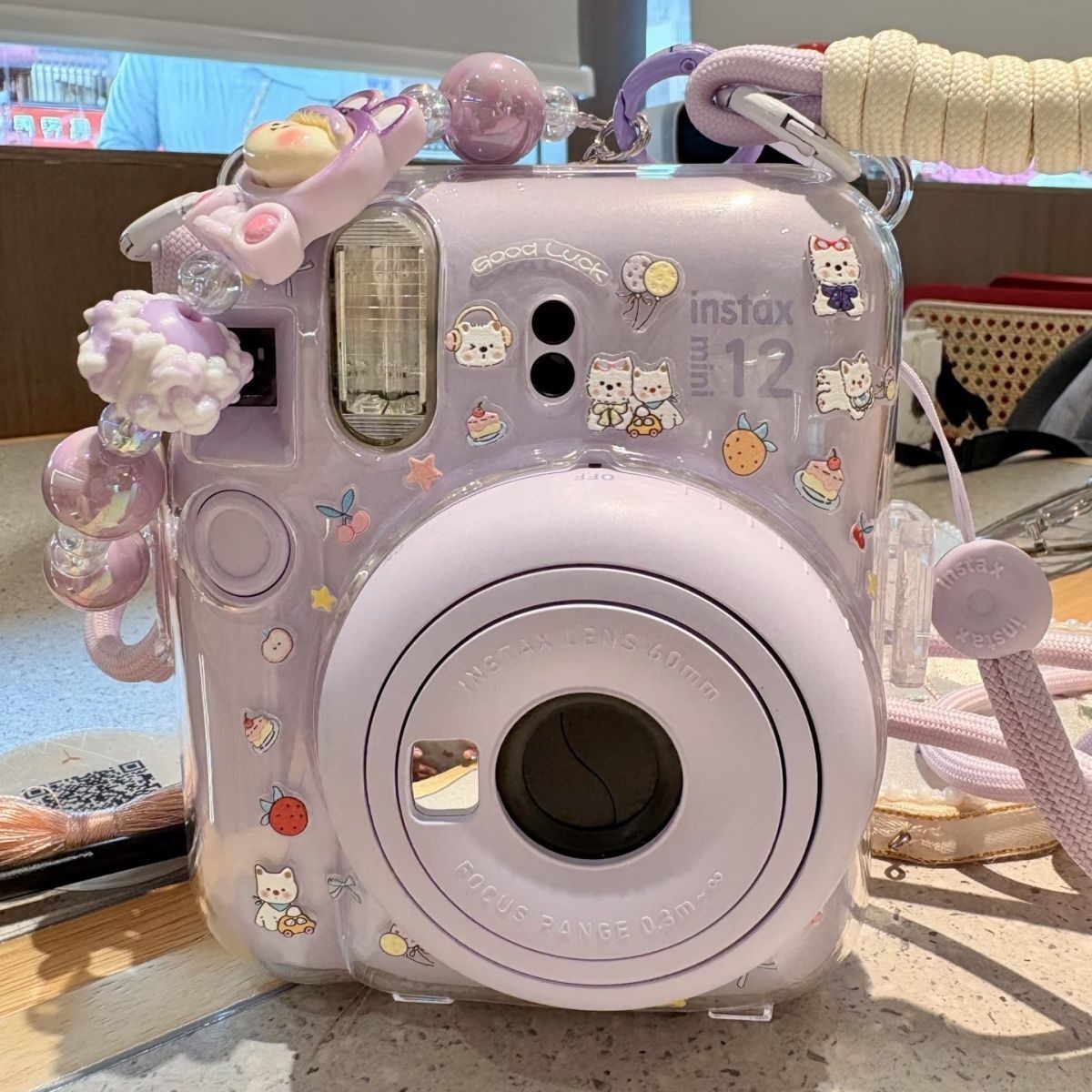 Mini12 Transparent Shell Instax Crystal Mobile Phone Stand Lanyard Hard Shell Chain Camera