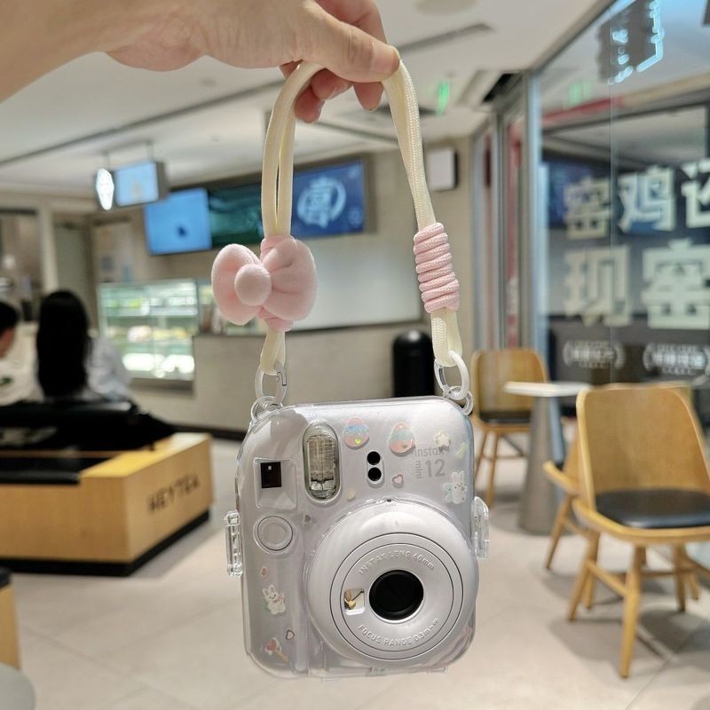 【mini12透明外壳】instax拍立得贴纸硬壳相机保护壳壳子链条潮